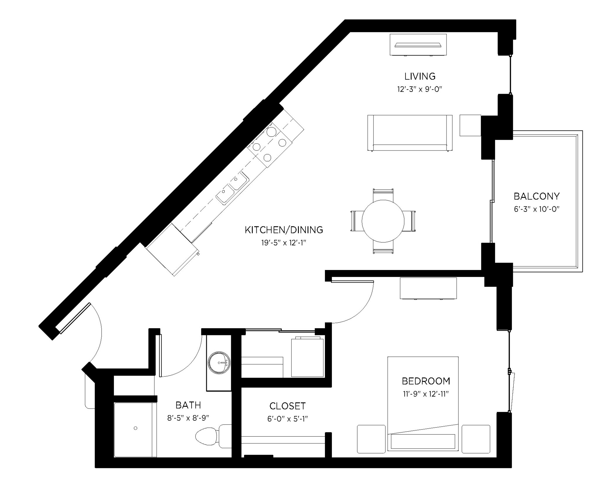 Floor Plan 743 sq ft